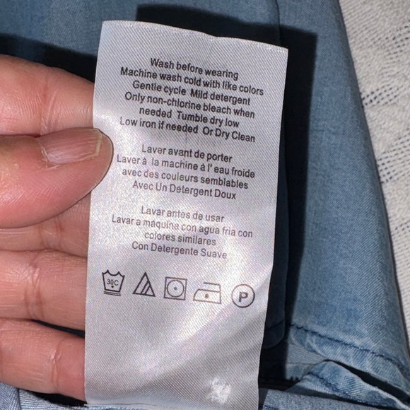 LED Luxe Essential Denim Embroidered Denim Maternity Top BNWT - Picture 9 of 11